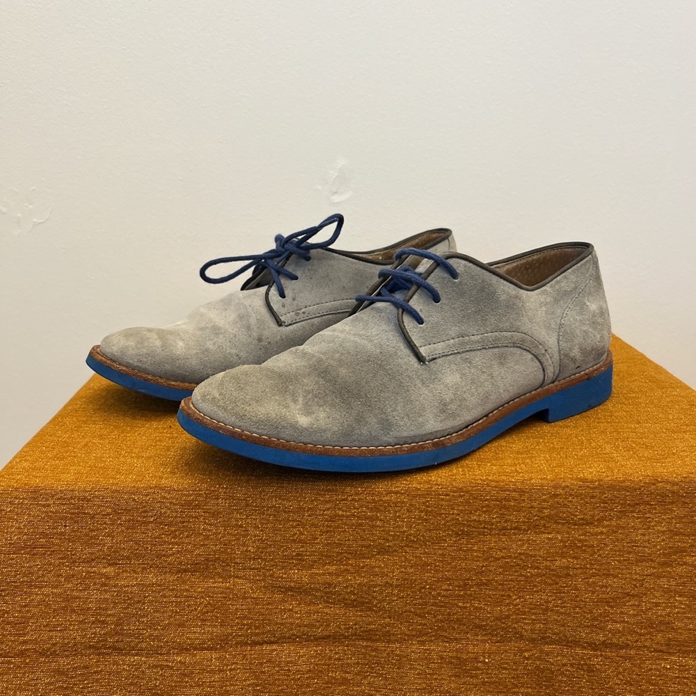 frau blue suede derby shoes